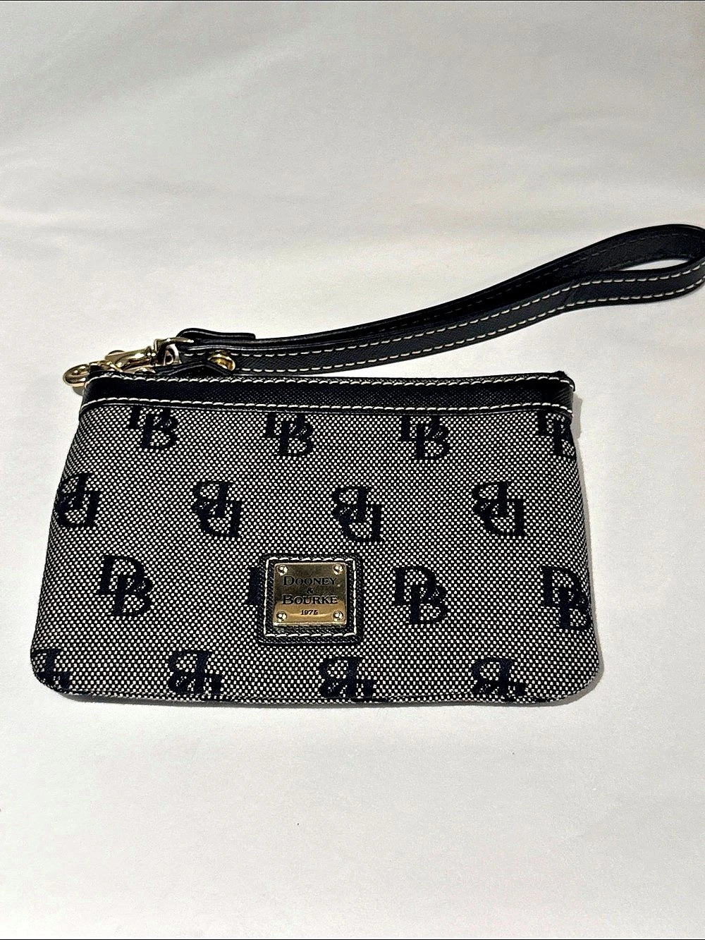 Dooney & Bourke Monogram Wristlet in Black & Brown
